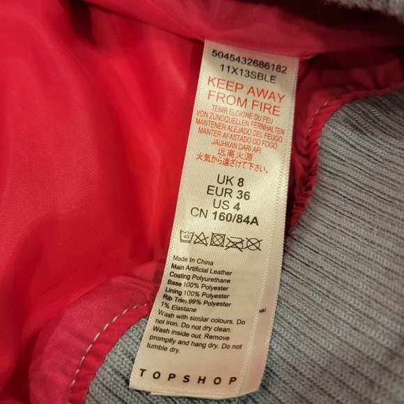 TOPSHOP  NEW  $110 Idol Perforated Faux Leather Bomber Jacket in Blue in size 4 - Picture 5 of 12